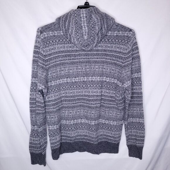 Vineyard Vines Sweater Womens Large Gray Heather Fairisle Hooded Merino Alpaca - Picture 5 of 11